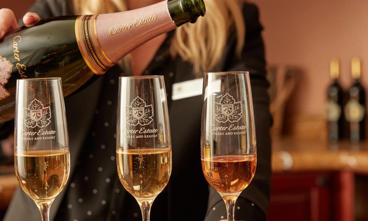 different wines and champagne from resort